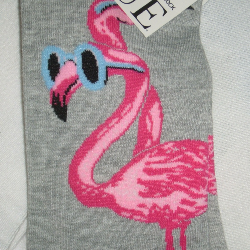Flamingo Motif Solid White & Solid Black Crewsock… - image 3